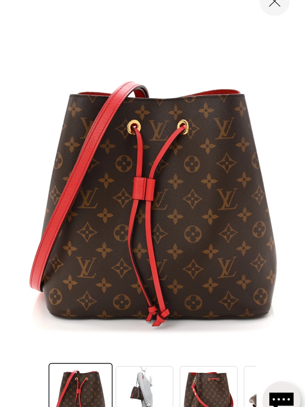 Louis Vuitton Brown Monogram with Red Trim Bucket Shoulder Bag